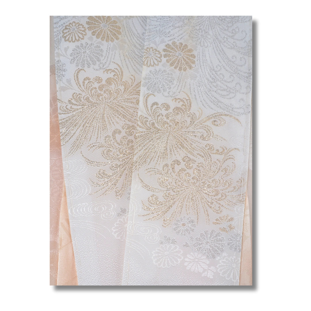 Vintage Damen Furisode-Juban in Apricot mit Glanzmuster