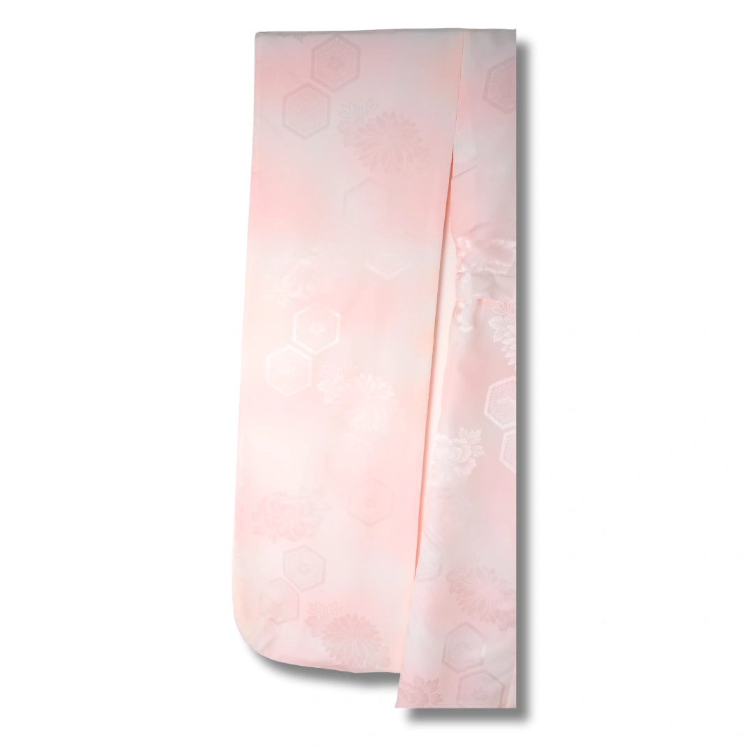 Vintage Furisode Juban – Rosa mit Blumenmuster