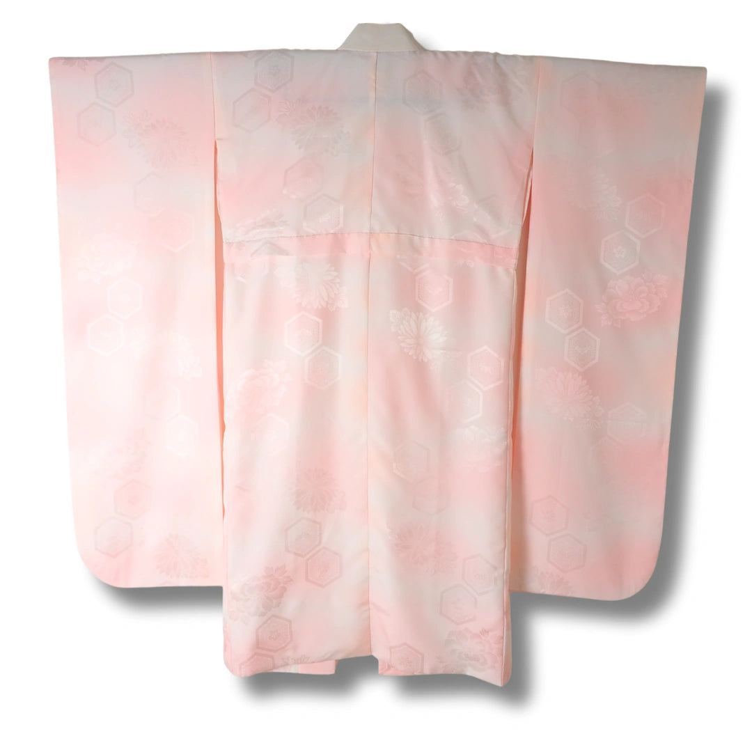 Vintage Furisode Juban – Rosa mit Blumenmuster