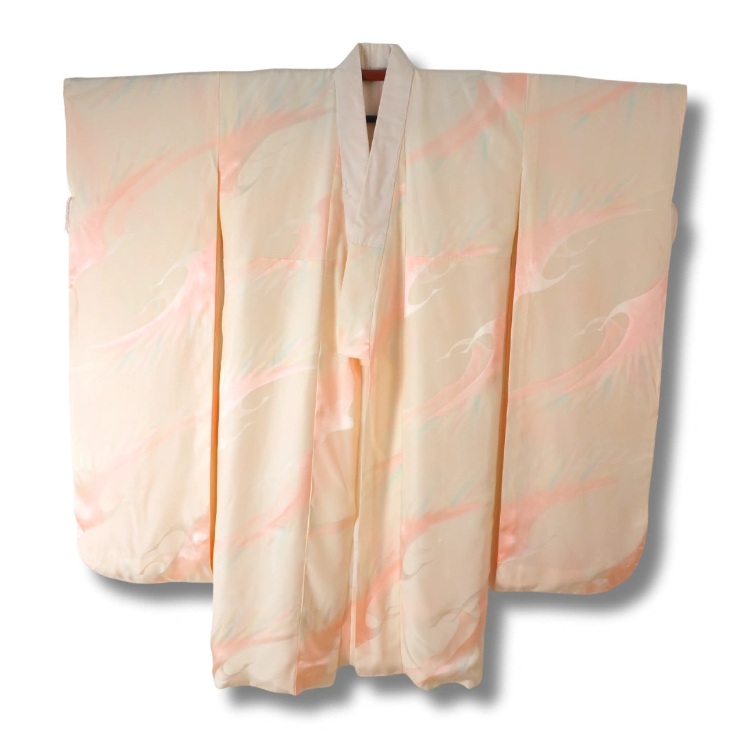 Vintage Damen Furisode Juban rosa & creme