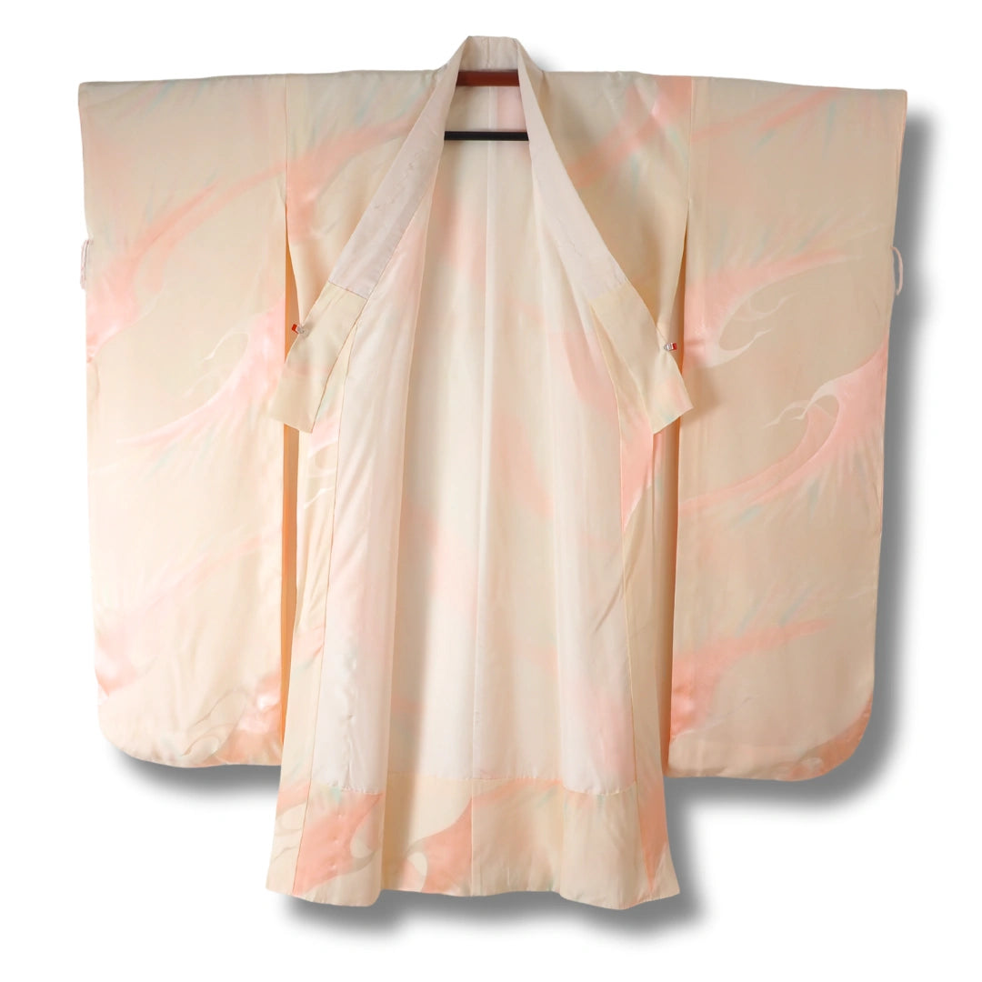 Vintage Damen Furisode Juban rosa & creme