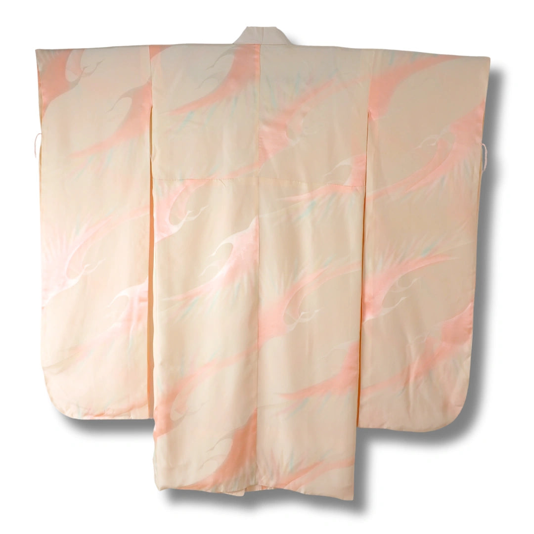 Vintage Damen Furisode Juban rosa & creme