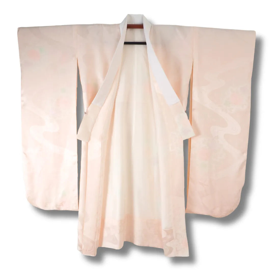 Vintage Damen Juban Furisode geöffnet Vorderansicht