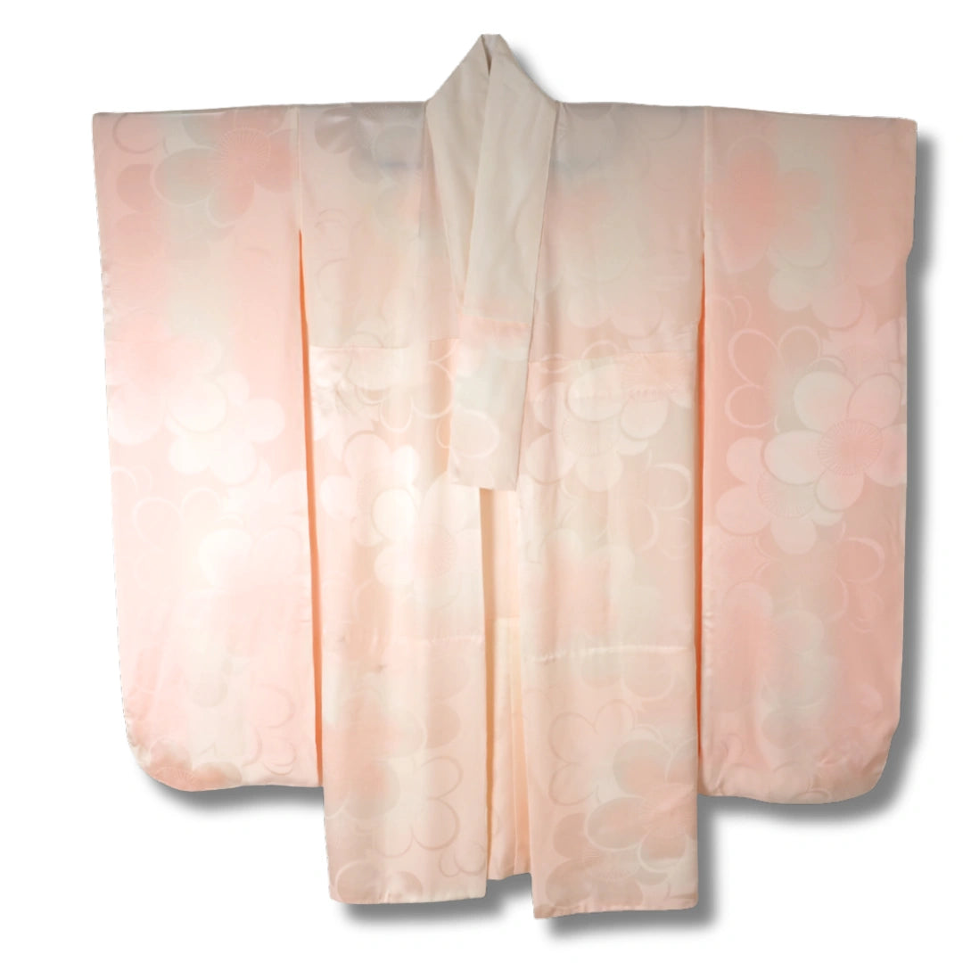 Vintage Furisode Juban Damen rosa mit Blumen