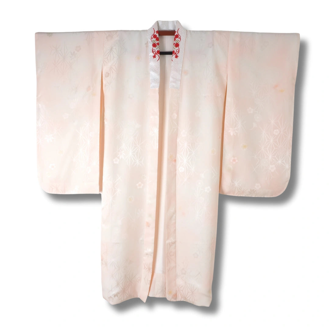 Vintage Damen Furisode Juban Rosa mit Stickerei