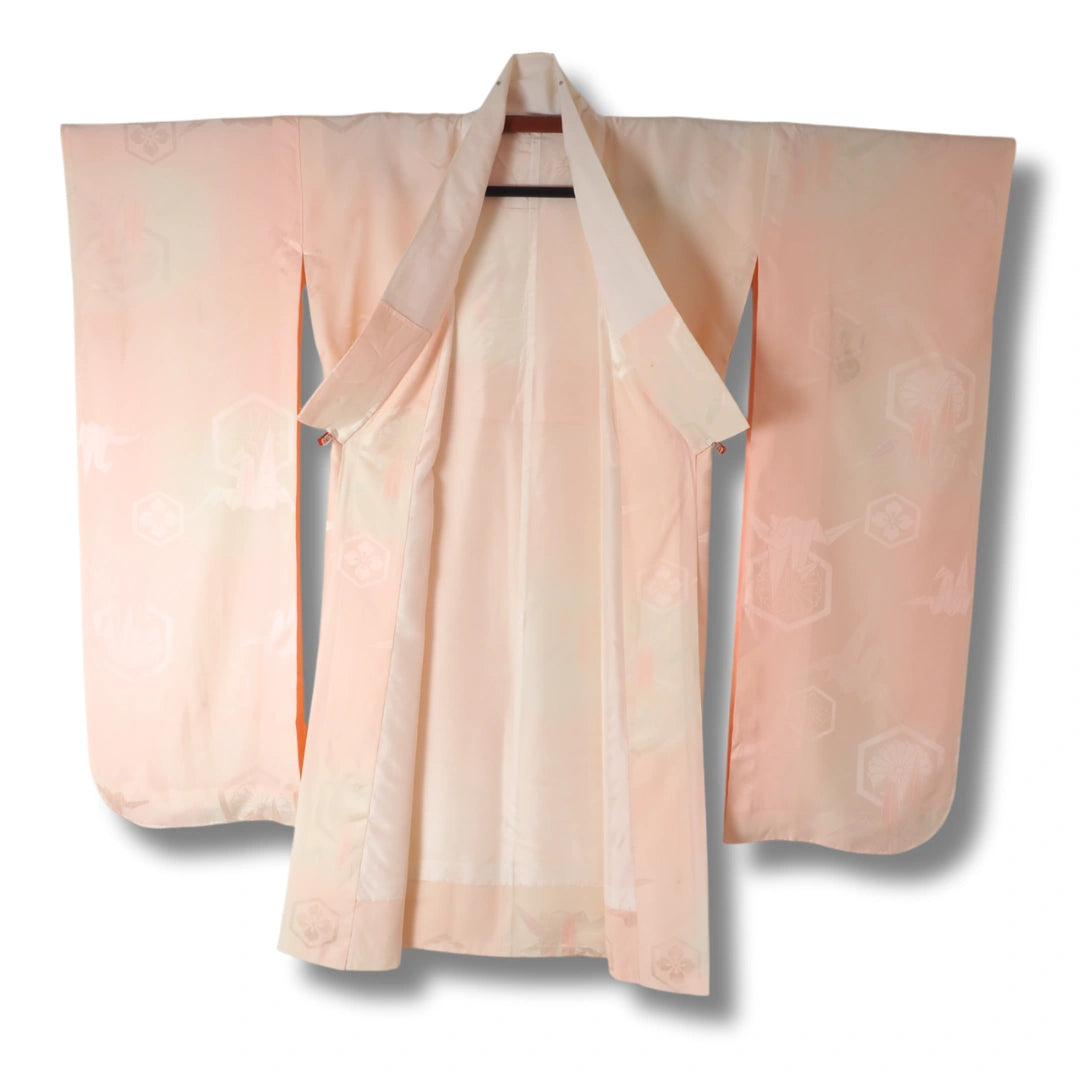 Vintage Damen Furisode Juban – Weiß & Rosa