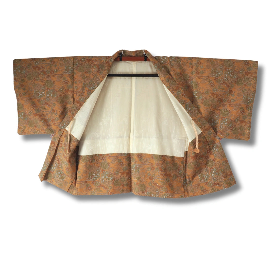 Vintage Damen Haori Braun mit Muster inkl. Haori Himo