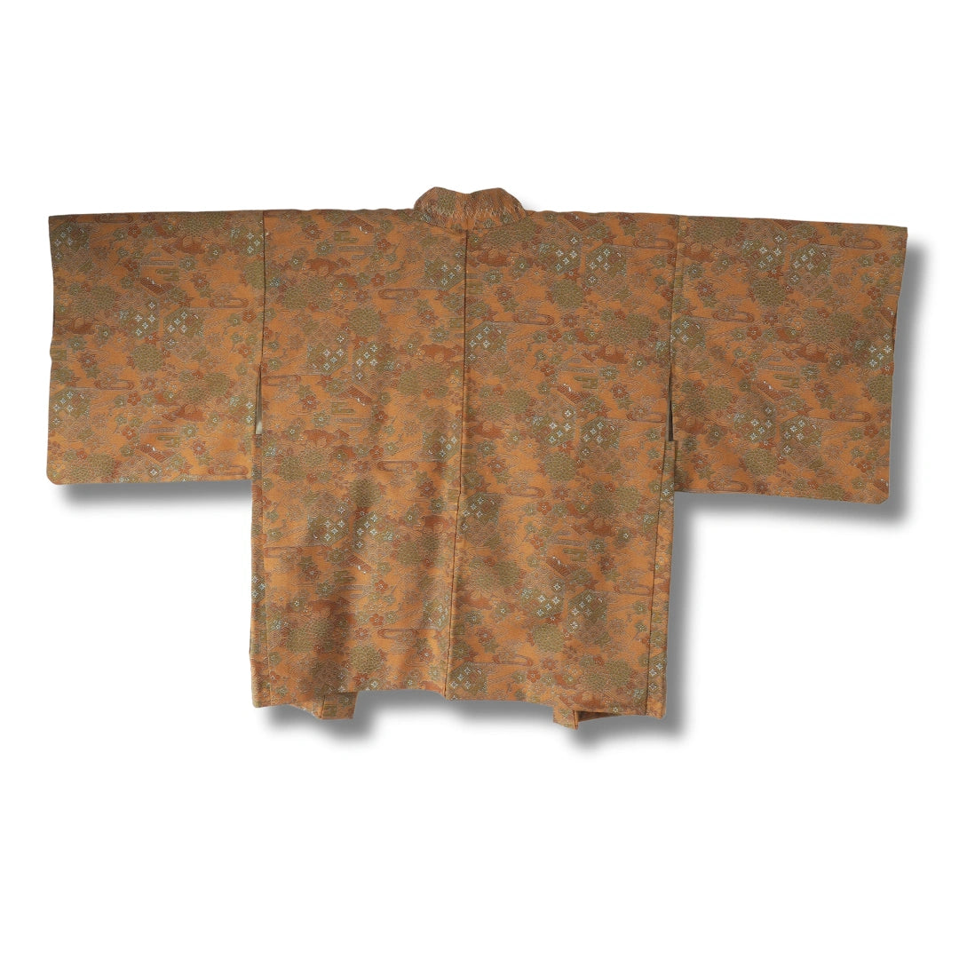 Vintage Damen Haori Braun mit Muster inkl. Haori Himo