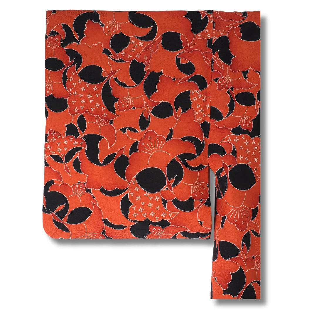 Vintage Damen Haori orange schwarz inkl. Haori Himo