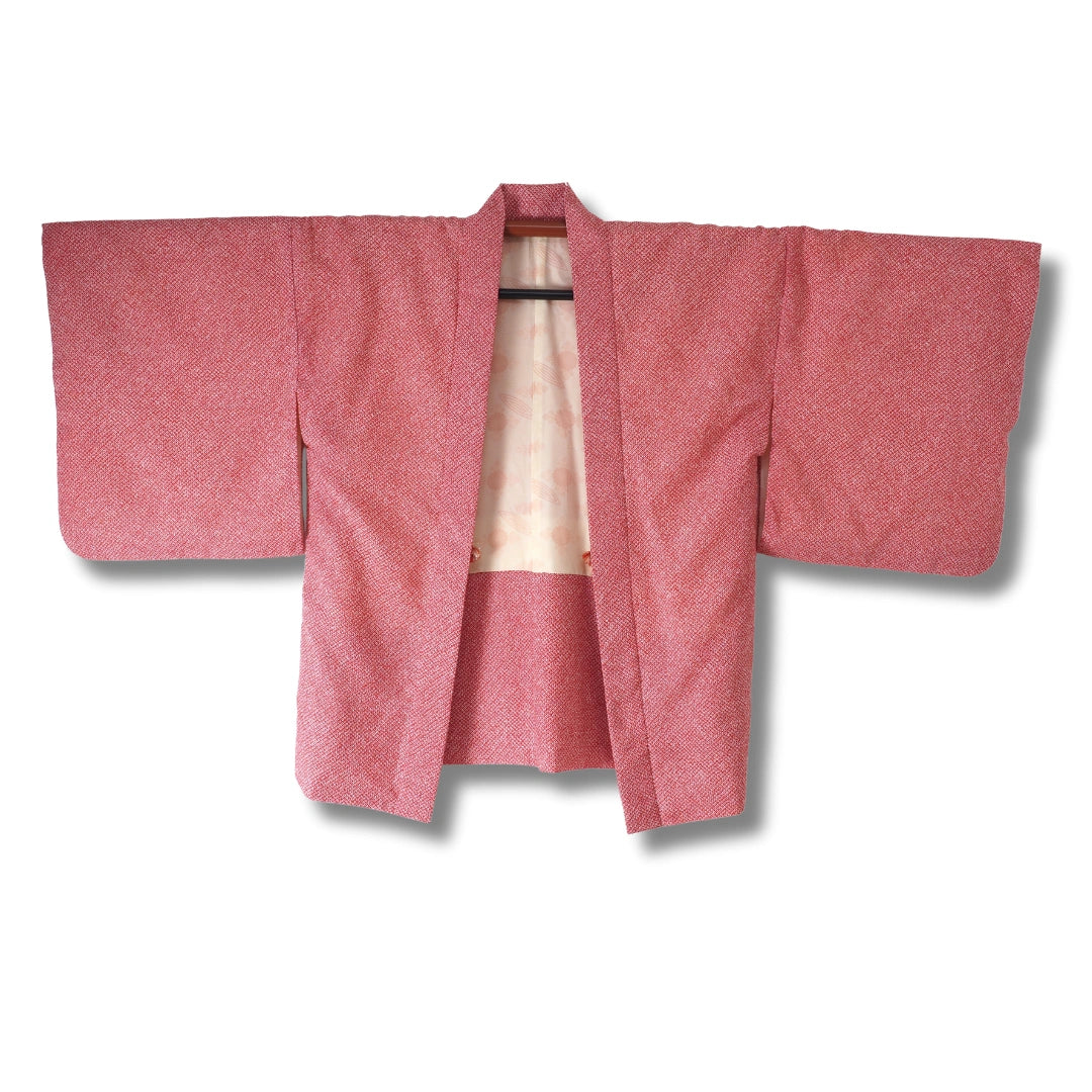 Vintage Damen Haori rot weiß mit Shibori inkl. Haori Himo