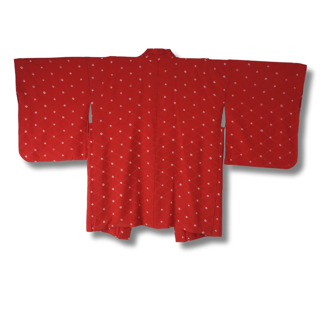 Vintage Damen Haori rot mit weißen Blumen