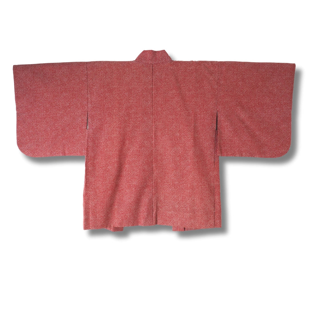Vintage Damen Haori rot mit weißen Blumen inkl. Haori Himo Kette