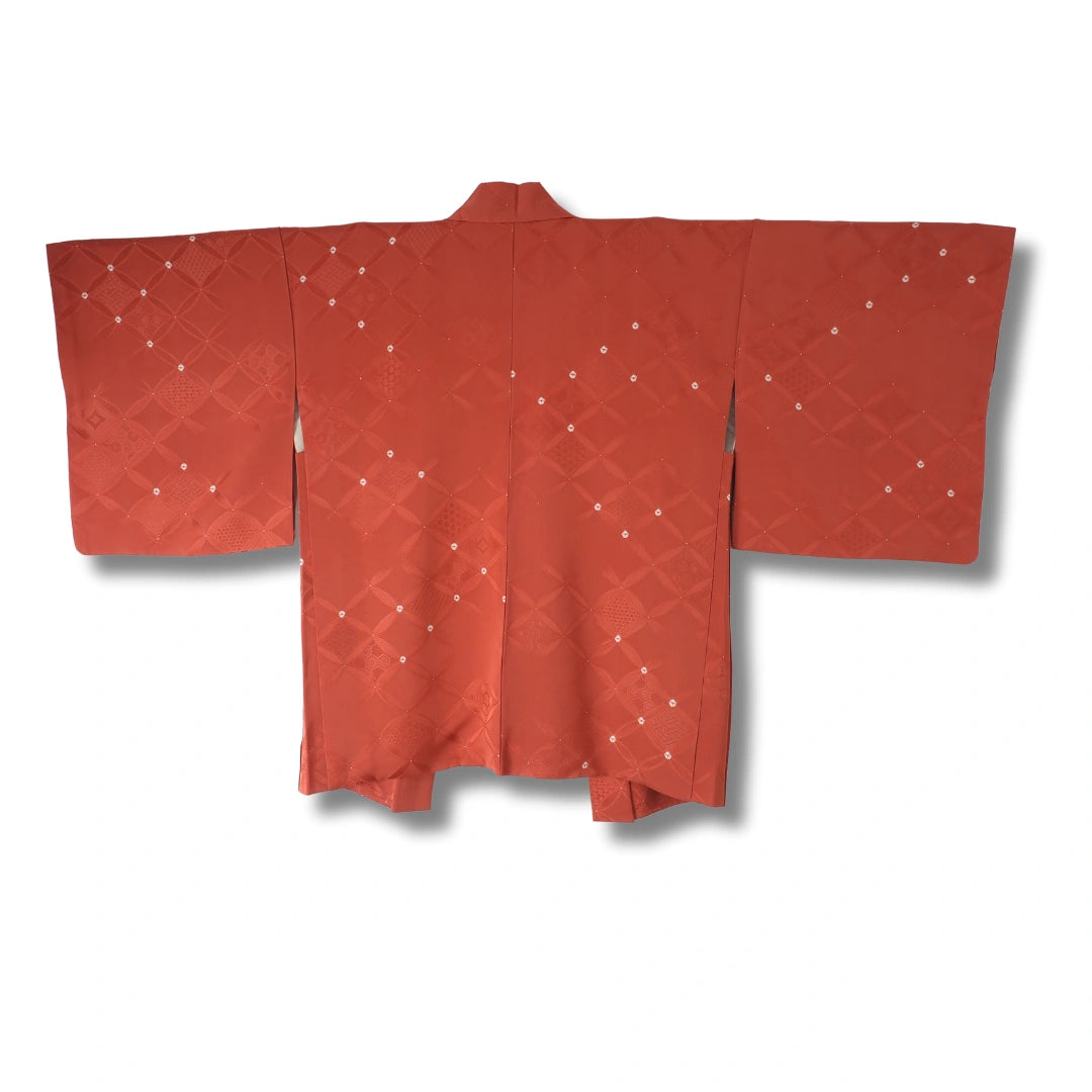 Vintage Damen Haori Rotbraun mit feinem Muster