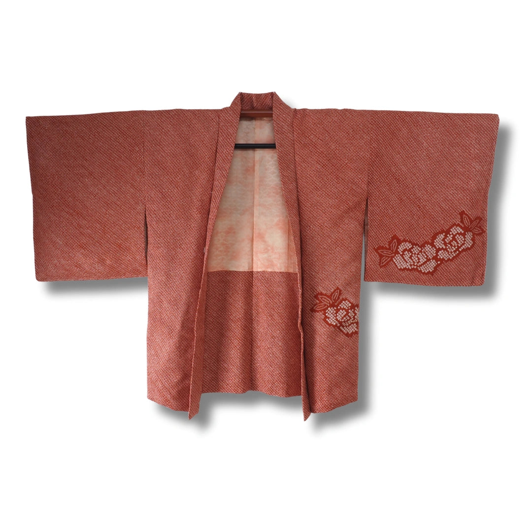 Vintage Damen Haori rotbraun Shibori