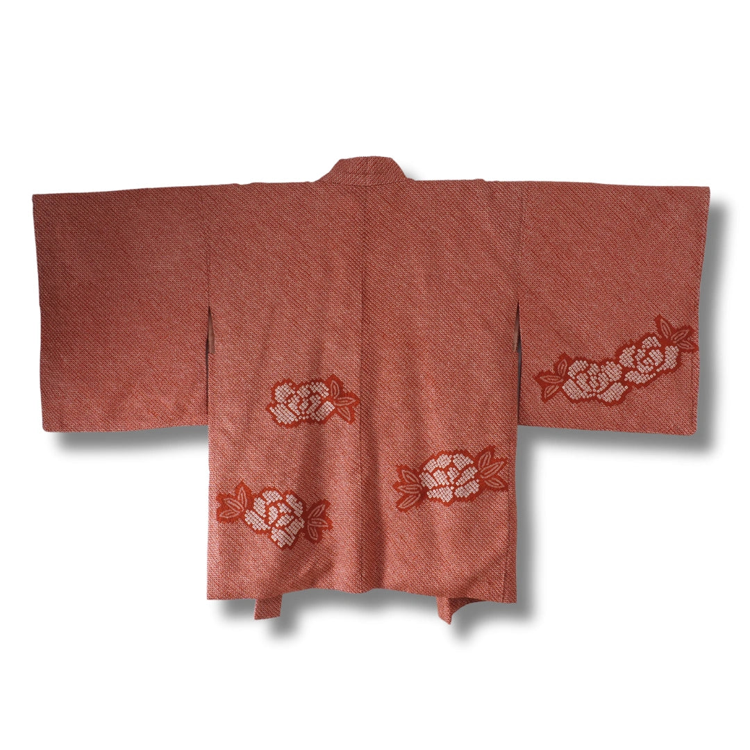Vintage Damen Haori rotbraun Shibori