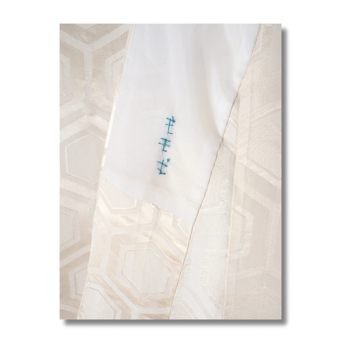 Vintage Kakeshita – Hochzeits-Unterkimono in Creme mit Kikkō-Muster