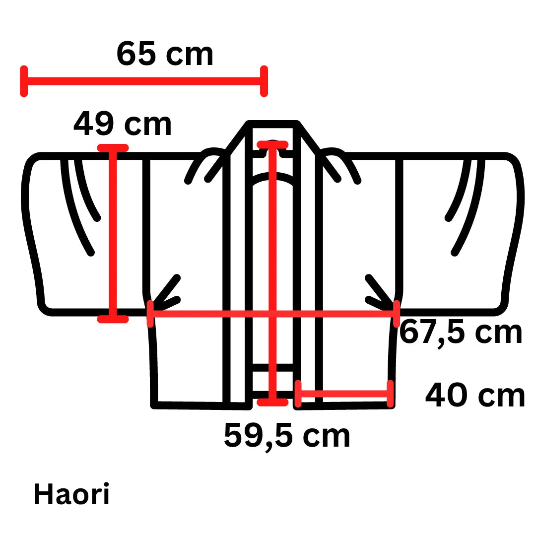 Maßgrafik Vintage Damen Juban Jacke Größe L mit Abmessungen