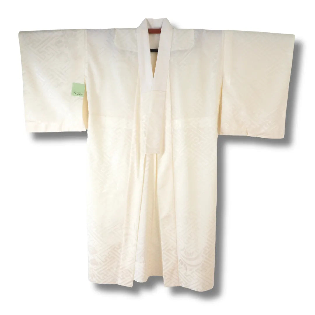 Vintage Damen Juban creme mit Blumen- und Zackenmuster Vorderansicht