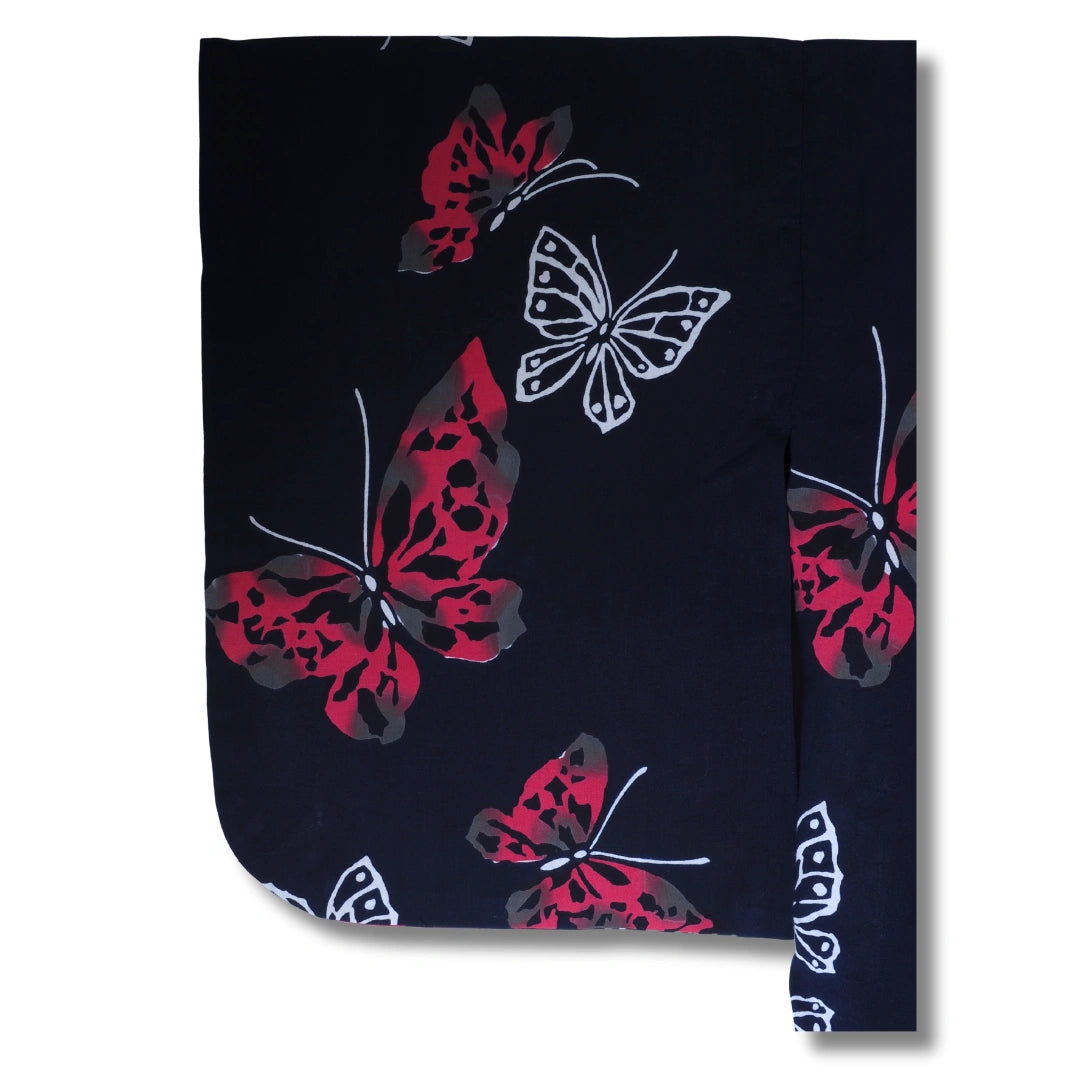 Vintage Damen Yukata Dunkelblau mit Schmetterlingen