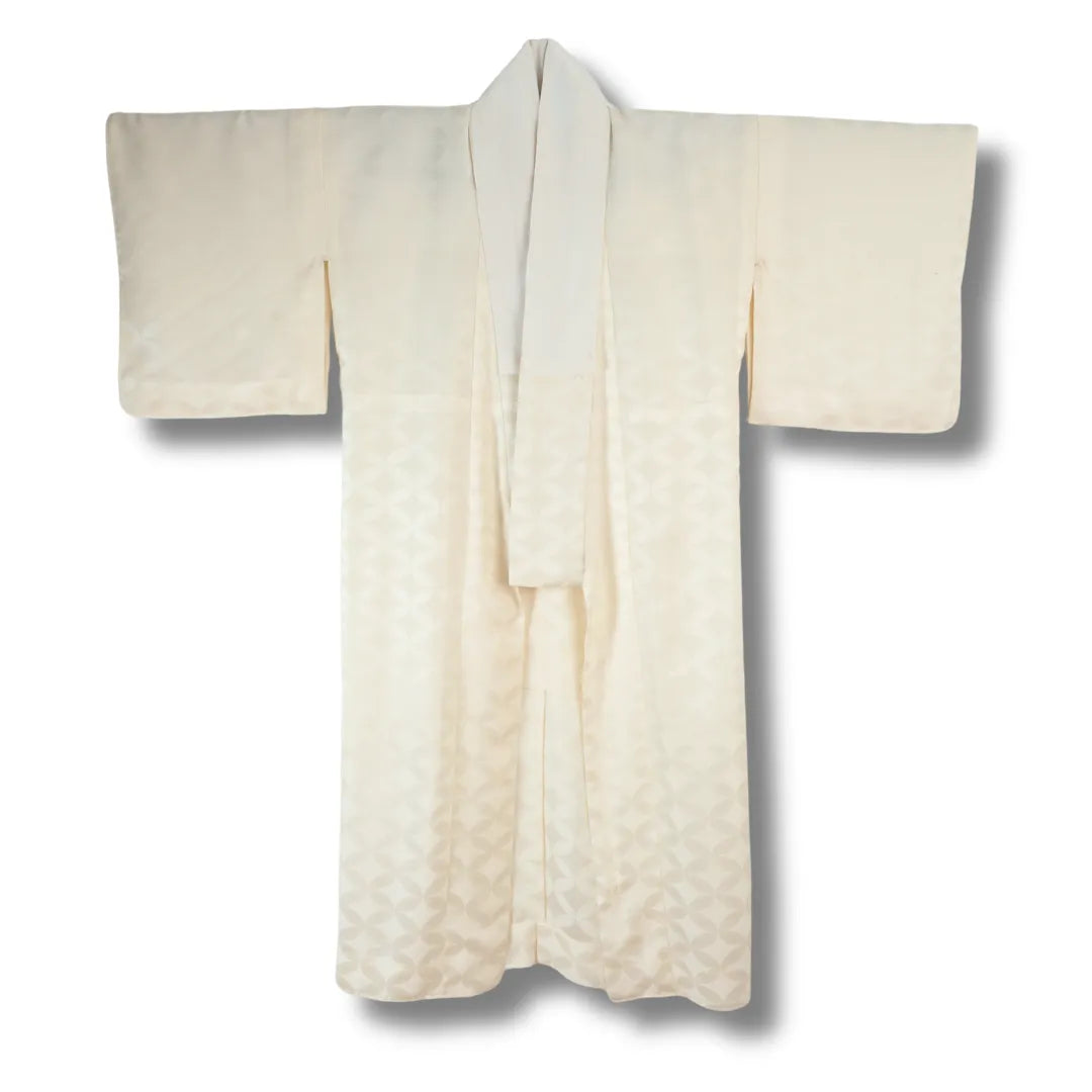 Vintage Damen Juban in Creme mit floralem Blumenmuster Vorderansicht