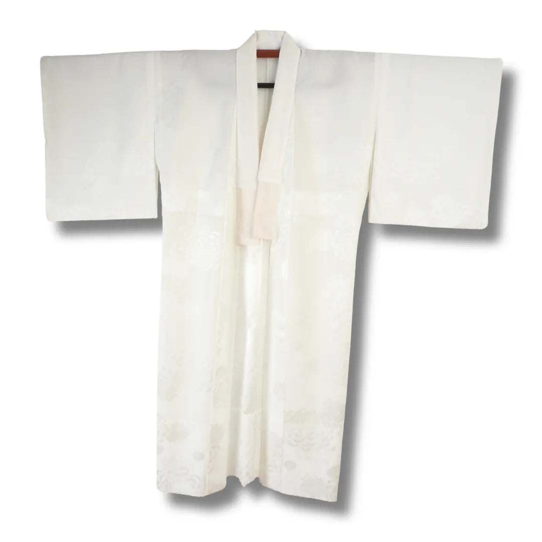 Vintage Damen Juban in Weiß mit floralem Blumenmuster Vorderansicht