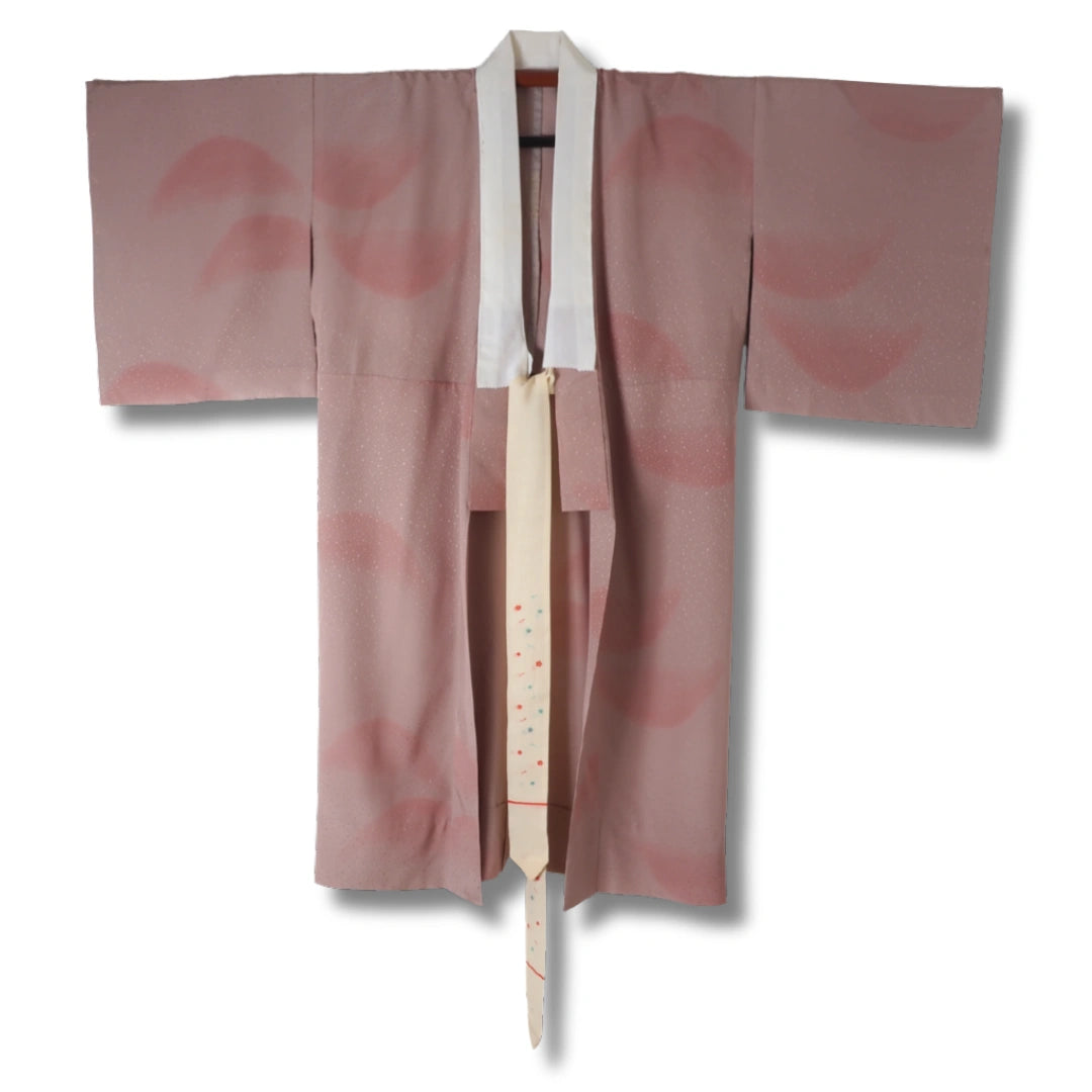 Vintage Damen Juban helllila mit Muster & Bändern