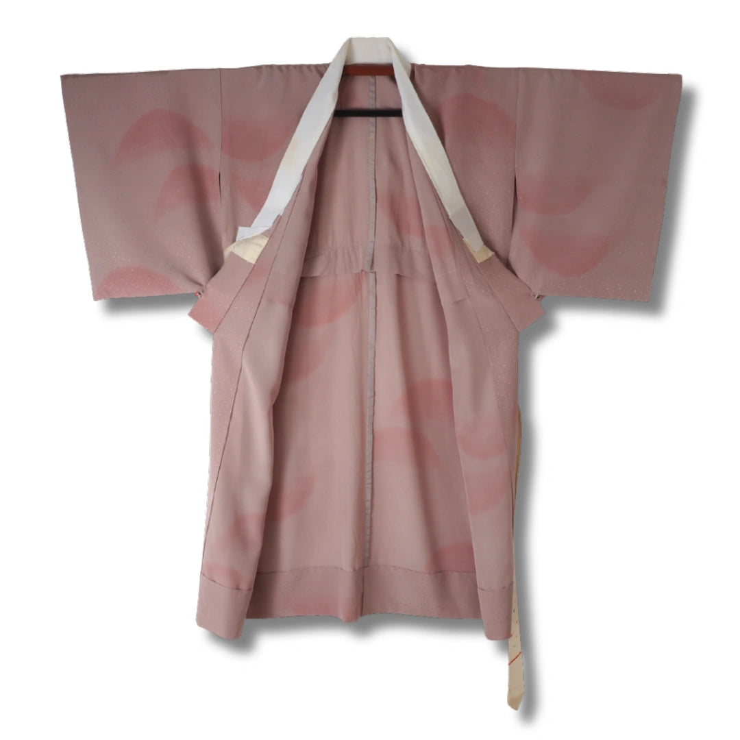 Vintage Damen Juban helllila mit Muster & Bändern