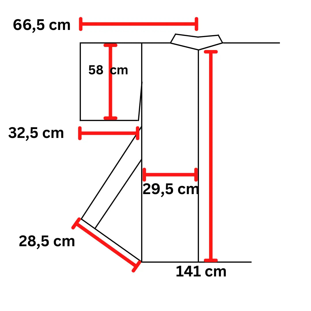 Maßgrafik eines Juban mit Abmessungen