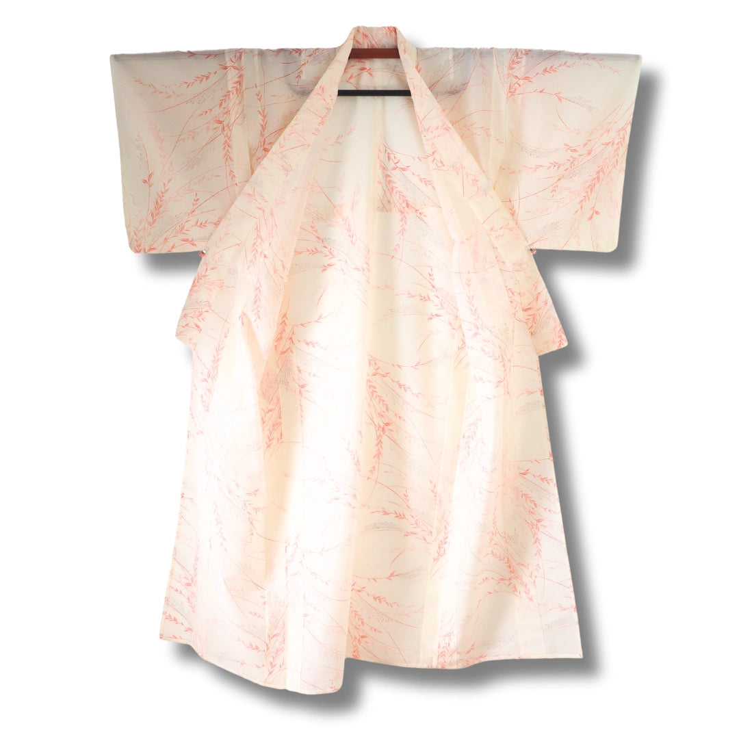 Vintage Sommer Komon Kimono Creme mit Blumen