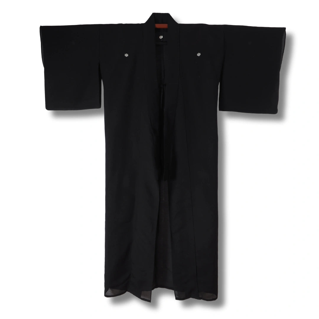 Vintage Sommer Mofuku Damen Kimono Schwarz | 5 Kamon