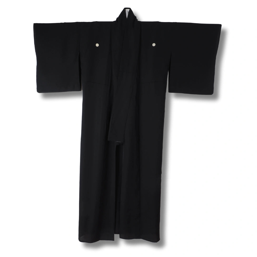 Vintage Sommer Mofuku Kimono für Damen Schwarz