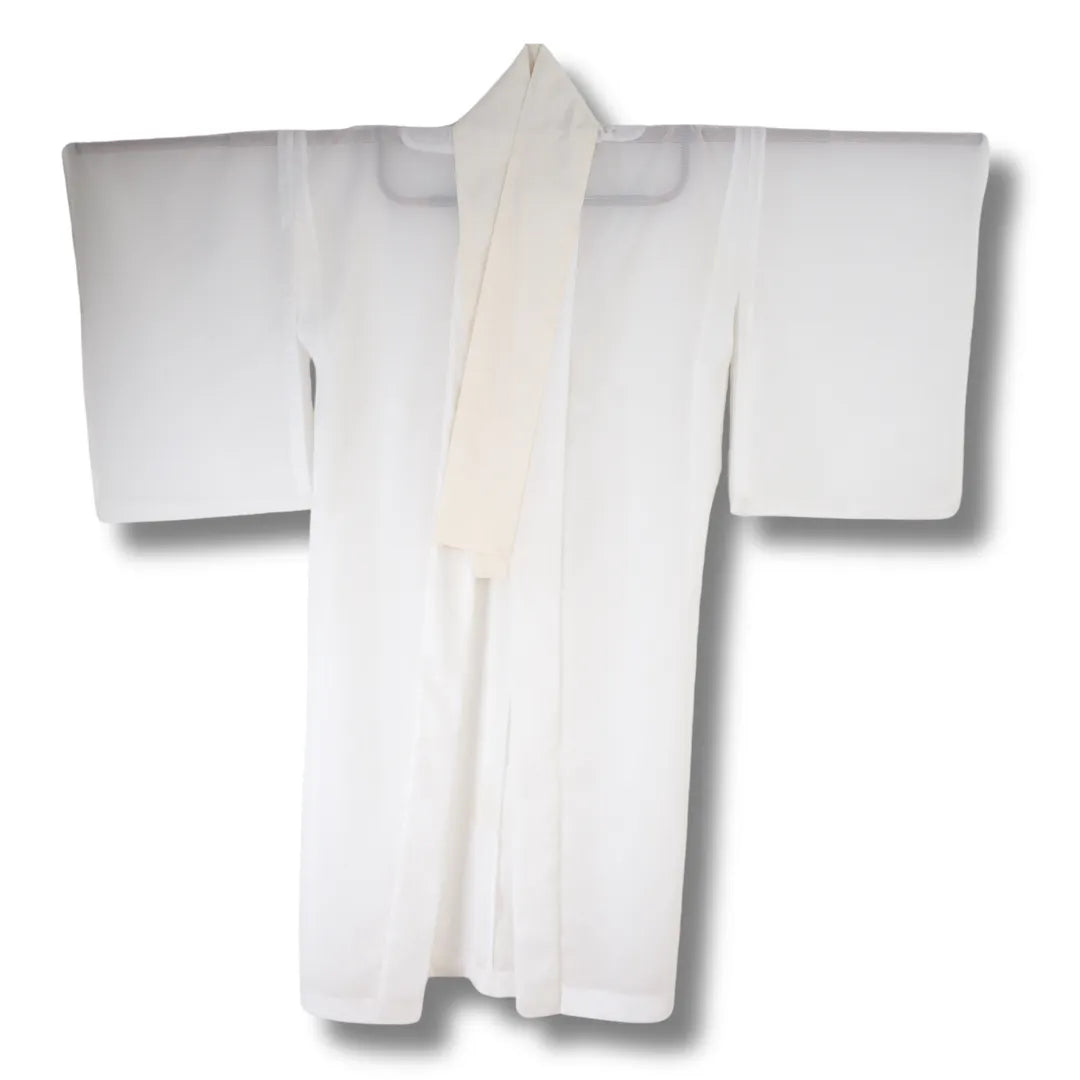Leicht transparenter Vintage Nagajuban Damen weiß Vorderansicht