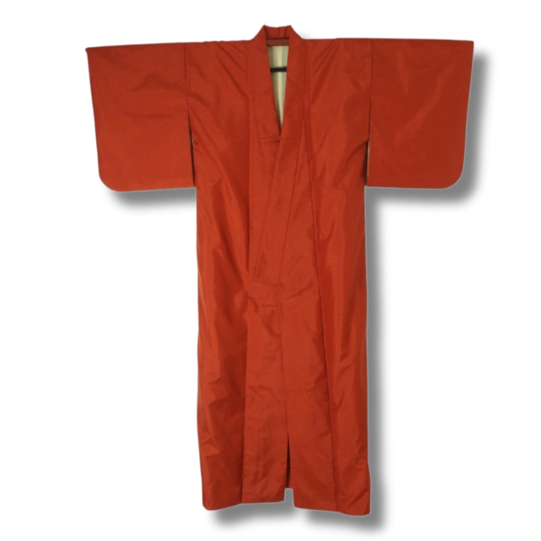 Vintage Damen Kimono orange kariert