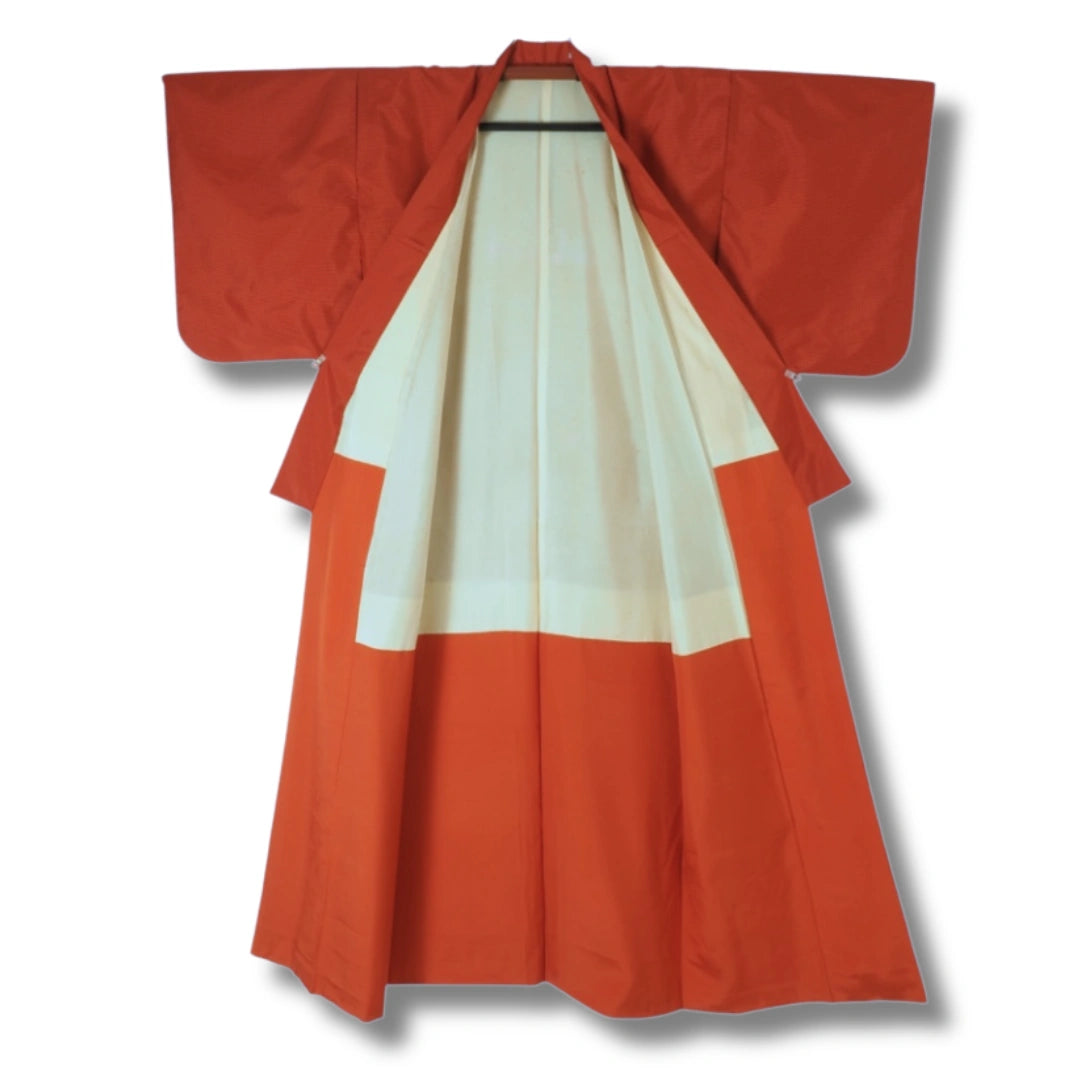 Vintage Damen Kimono orange kariert