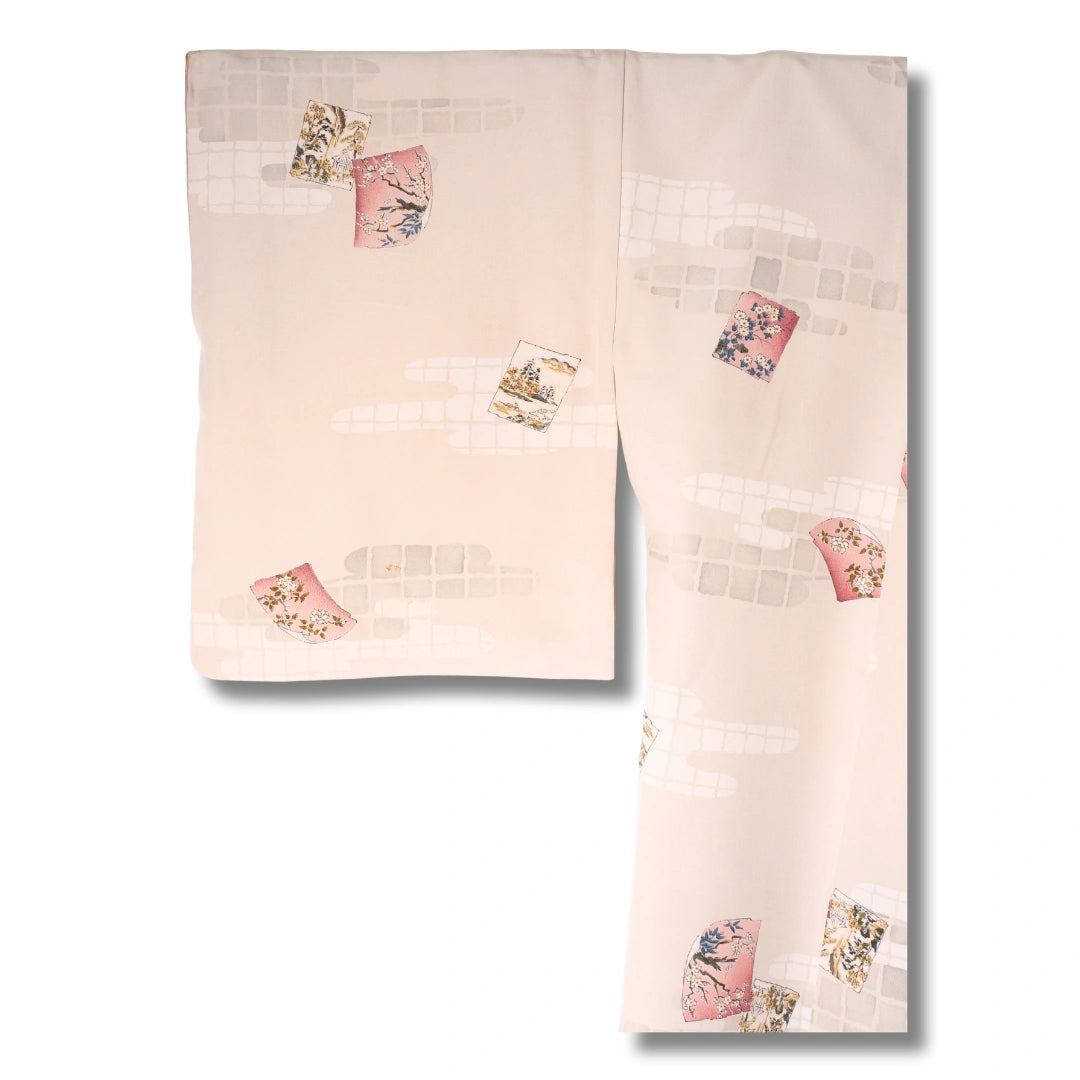 Vintage Damen Komon Kimono altrosa mit Blumen