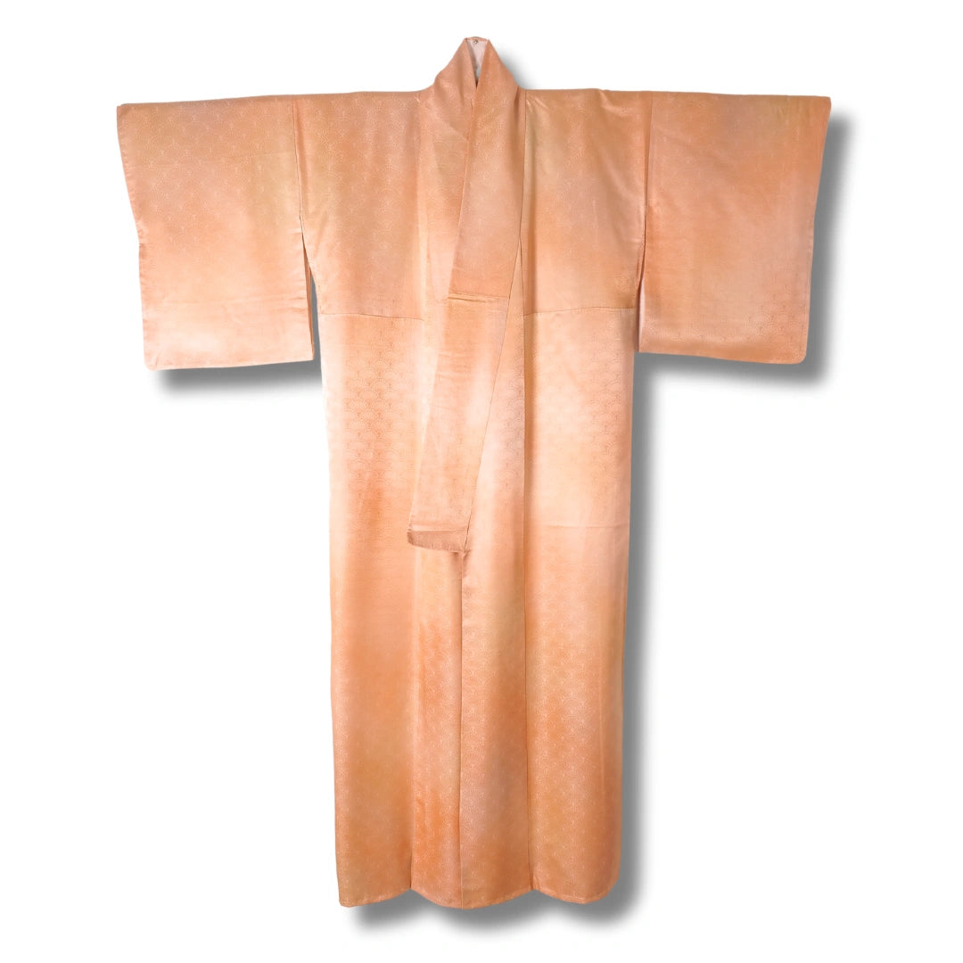 Vintage Iromuji Kimono Apricot mit Fächermuster