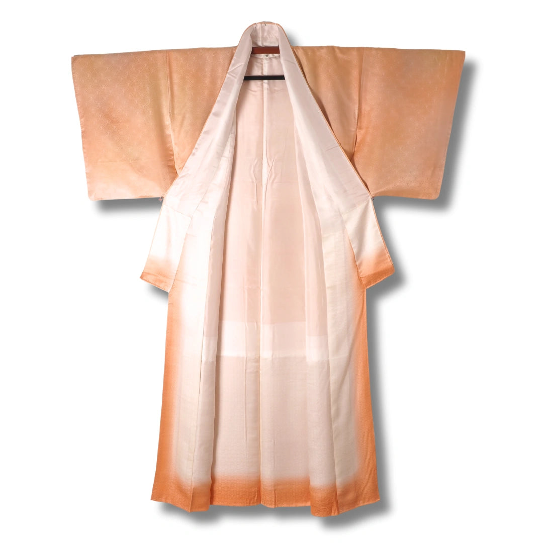 Vintage Iromuji Kimono Apricot mit Fächermuster