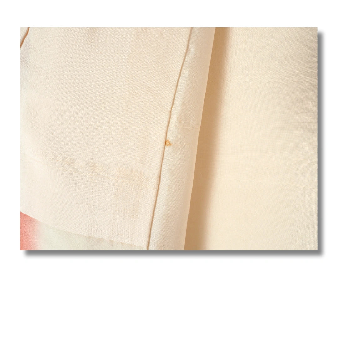 Vintage Damen Houmongi Kimono Beige mit Blumen