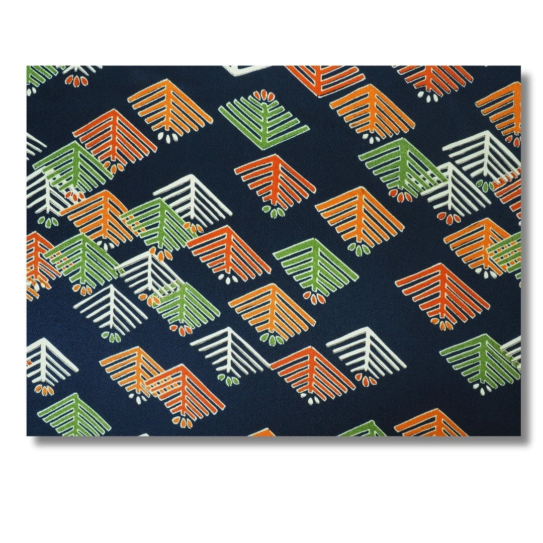 Vintage Damen Komon Kimono – Dunkelblau Kiefernzweige