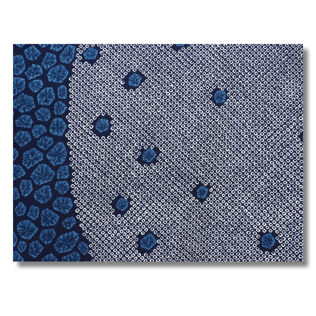 Vintage Komon Damen Kimono mit Shibori Färbung – Blau