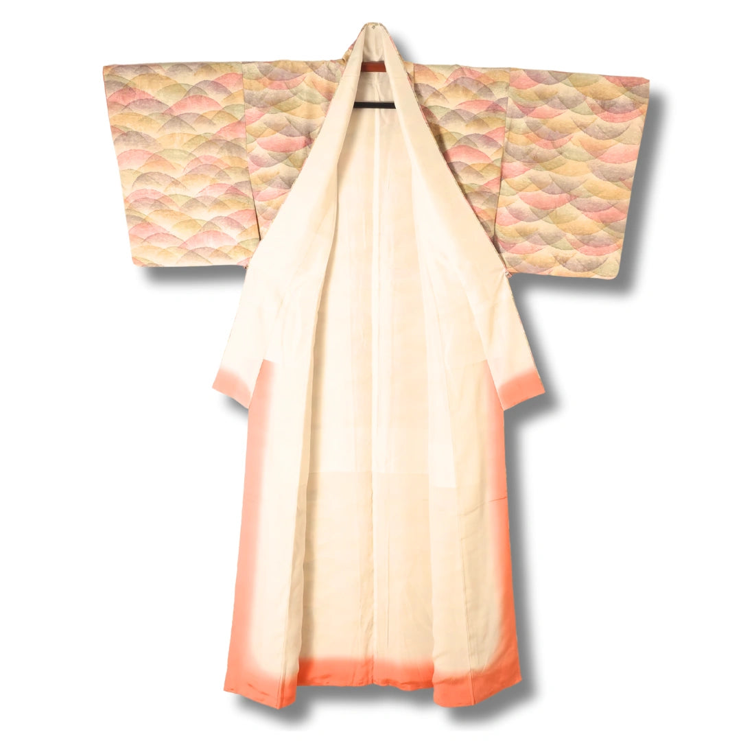 Vintage Damen Komon Kimono Seigaiha-Muster
