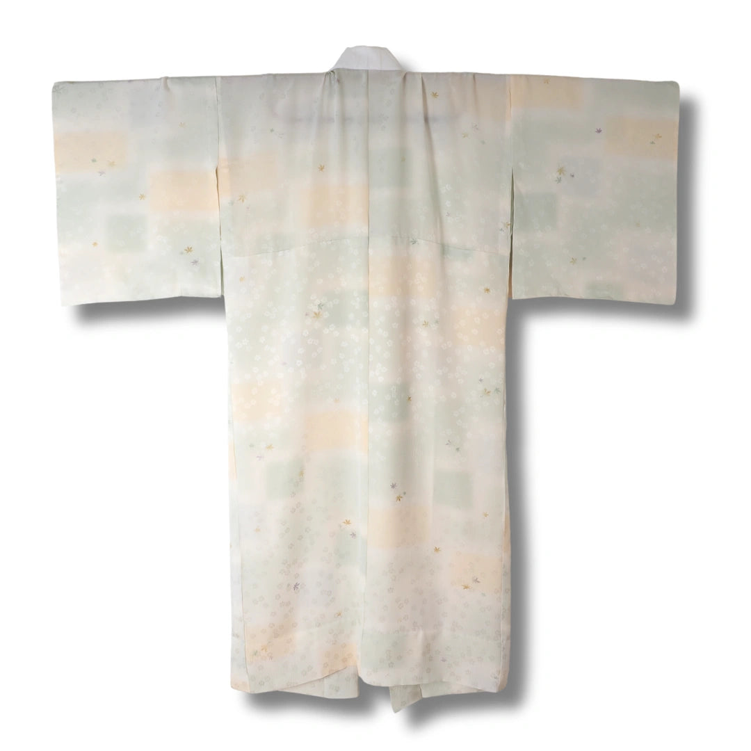 Vintage Damen Juban – Creme mit hellgrünen Blumen