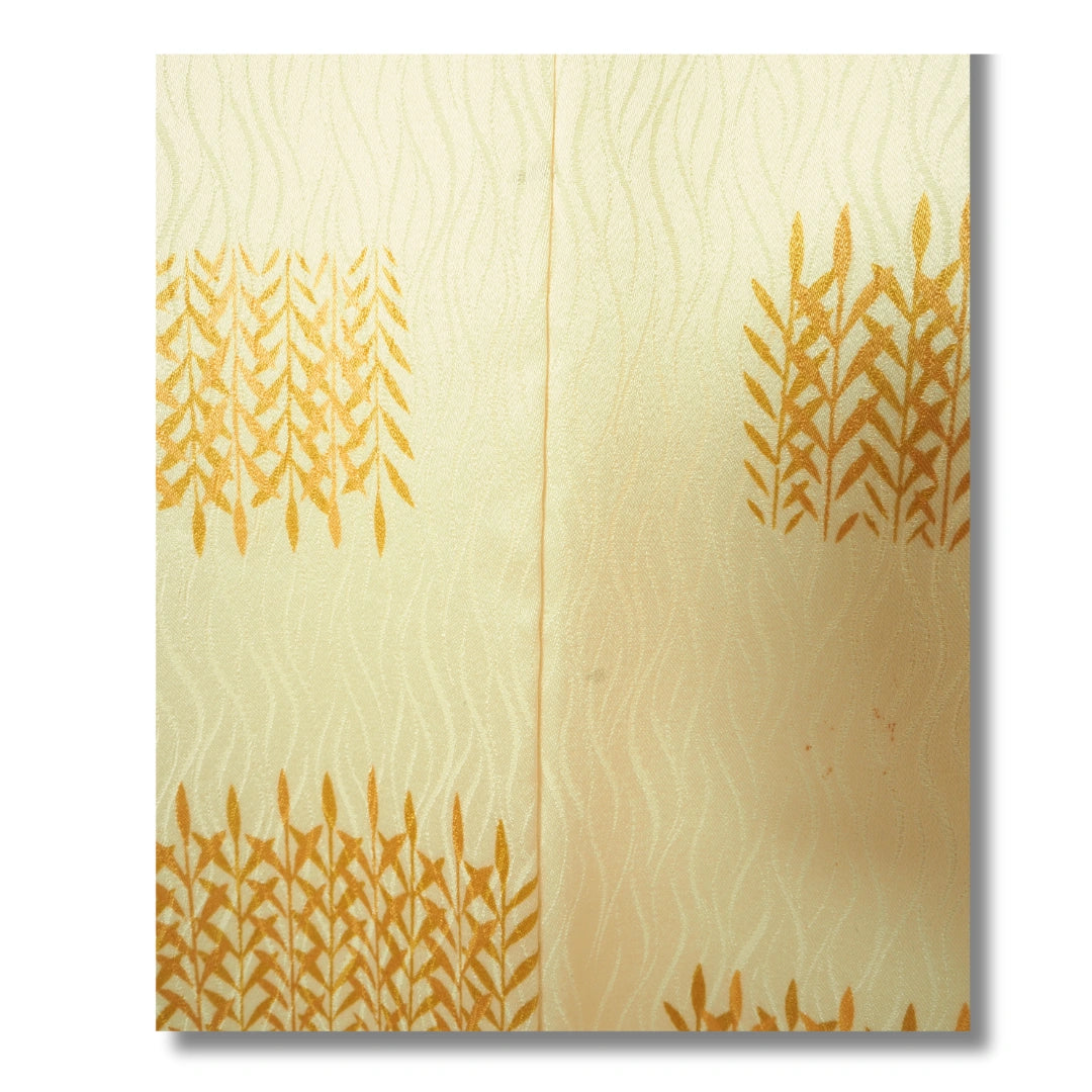 Vintage Damen Komon Kimono Creme mit Getreidemuster