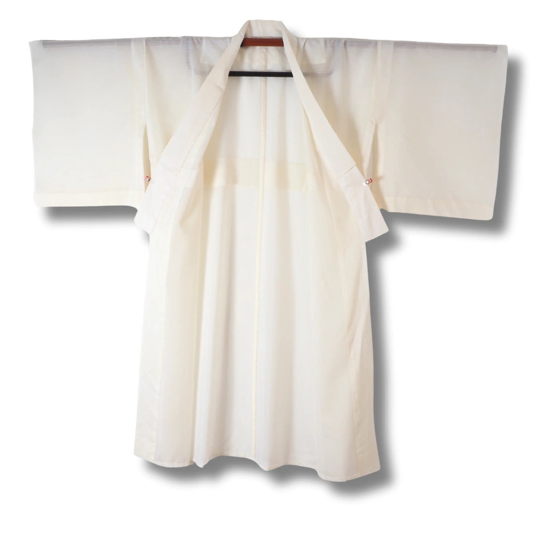 Vintage Damen-Juban in Creme mit Streifen – transparenter Unterkimono