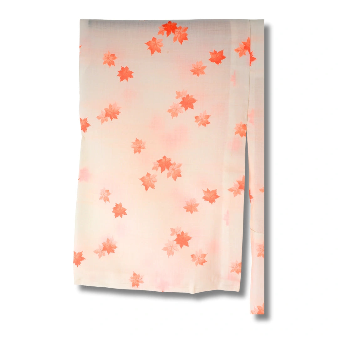 Vintage Damen Naga Juban Creme mit neonpinken Ahornblättern