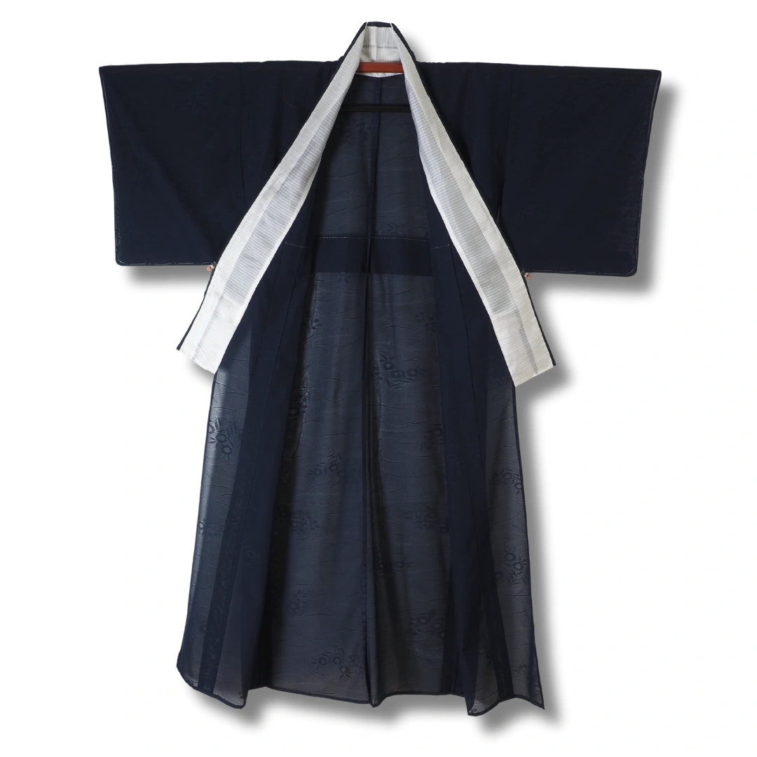 Vintage Iromuji Damen Kimono in Dunkelblau transparent