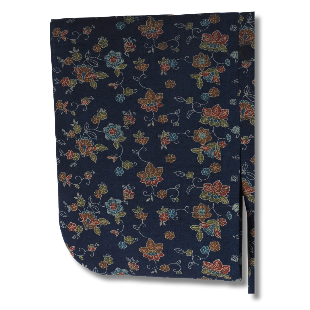 Vintage Komon Damen Kimono in Dunkelblau mit Blumen