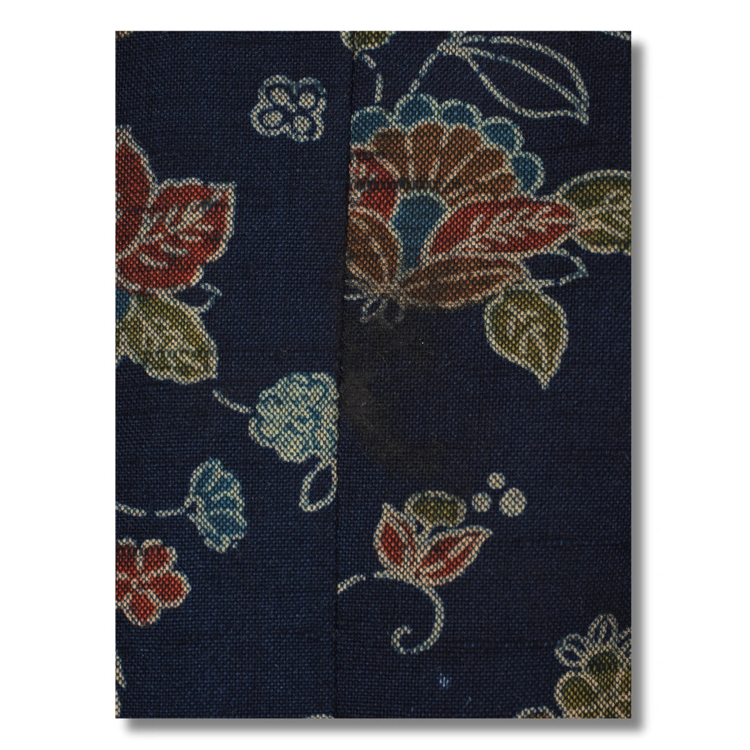 Vintage Komon Damen Kimono in Dunkelblau mit Blumen