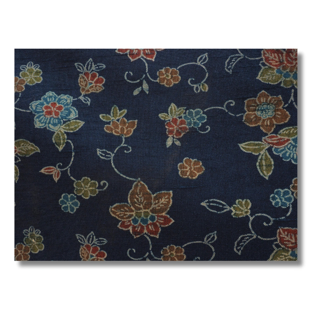 Vintage Komon Damen Kimono in Dunkelblau mit Blumen