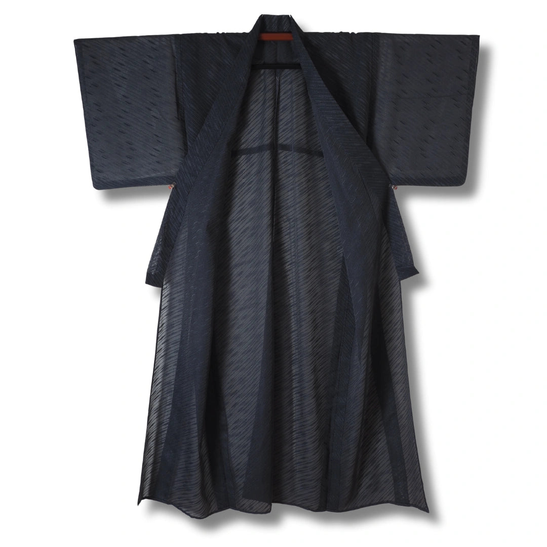 Vintage Damen Iromuji Kimono Dunkelgrau – transparent